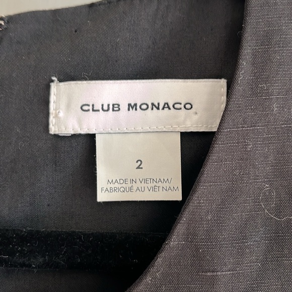 EUC Club Monaco linen blend black sleeveless romper with wrap skirt overlay - Picture 5 of 12
